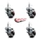 Service Caster 3'' Maroon Poly Swivel 7/16'' Grip Ring Stem Caster Set with Brake, 4PK SCC-GR20S314-PPUB-MRN-TLB-716138-4 - alternate 2